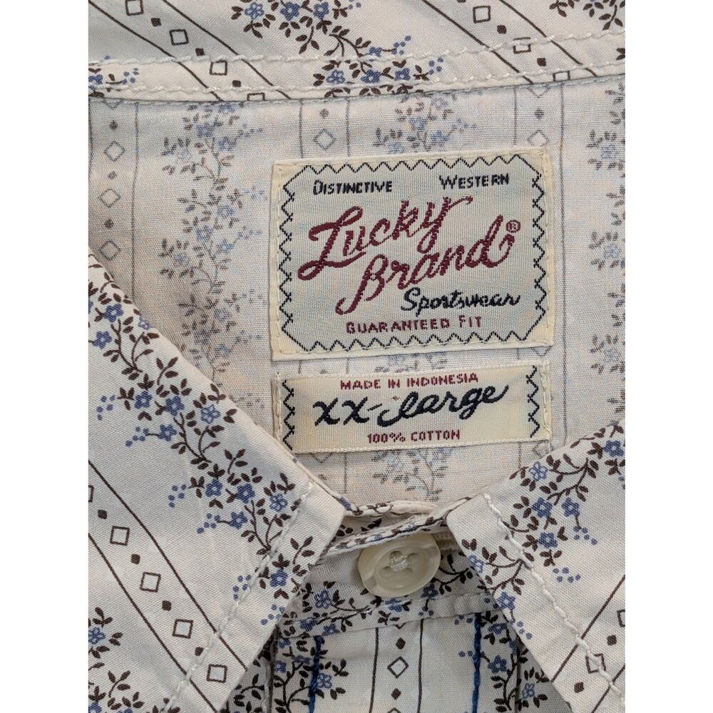 Lucky Brand Men's Pearl Snap Long Sleeve XXL Cream Colored Western Style (0143)